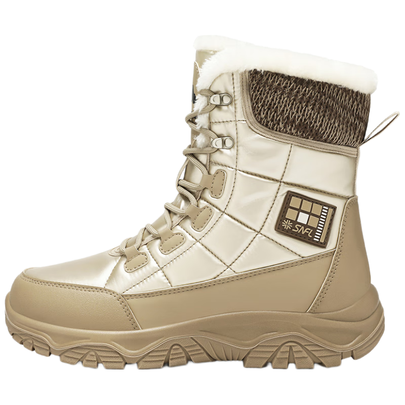 雪中飞雪地靴男2025冬季加绒加厚保暖棉鞋户外休闲棉鞋 卡其金 39