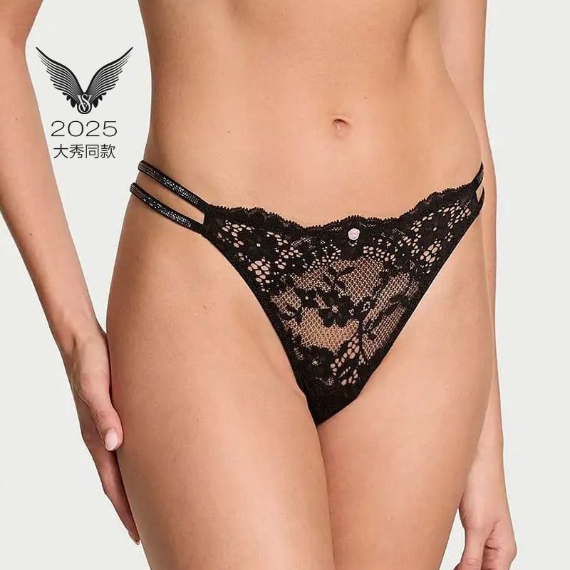 2件268|维多利亚的秘密 大秀系列梦幻双细带蕾丝低腰内裤女士2025