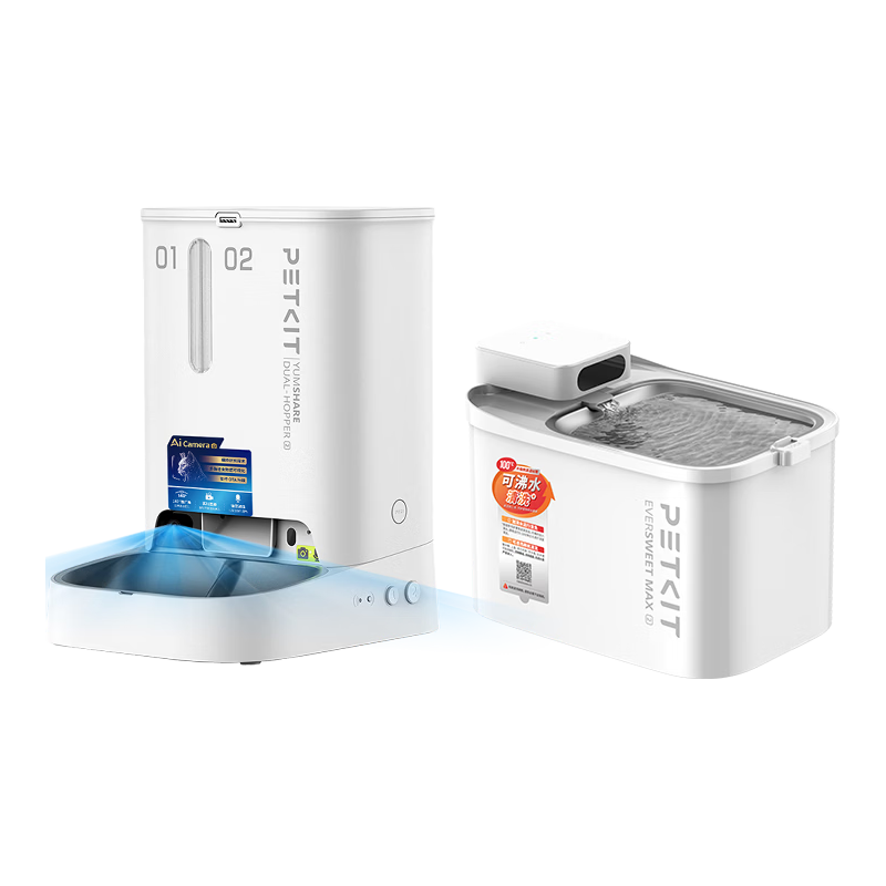 PETKIT小佩宠物智能自动喂食器猫咪饮水机 猫粮狗粮远程控制自动定时定量  可视双子星喂食器 2+饮水机MAX 2