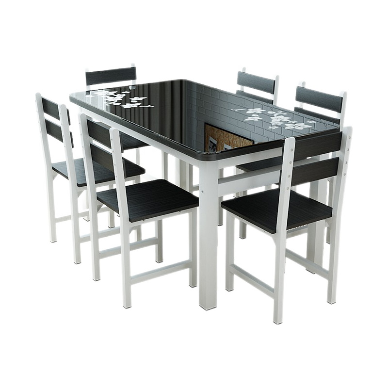 贝格娅 钢化玻璃餐桌椅组合简约现代餐桌长方形家用小户型吃饭桌子4人/6人 餐桌 120*