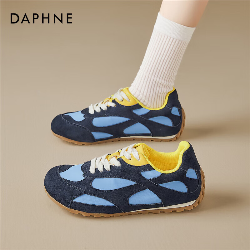 达芙妮德训鞋女2025新款透气女鞋显脚小百搭阿软底甘鞋休闲运动板鞋 蓝色 39