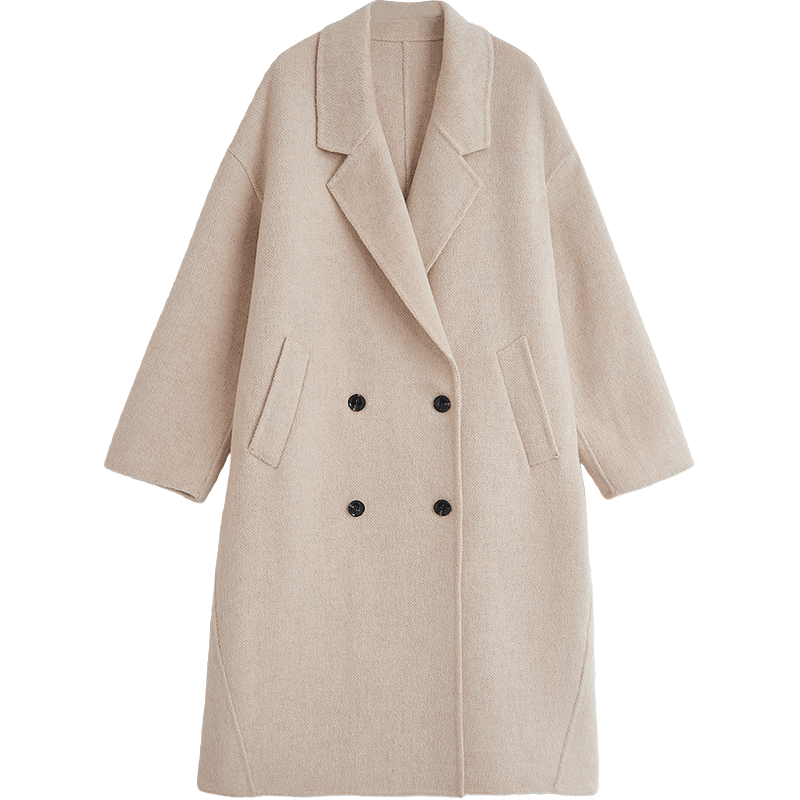 初语毛呢女2025冬季珍奢骆驼绒羊毛外套通勤高智感长款大衣 燕麦色 M