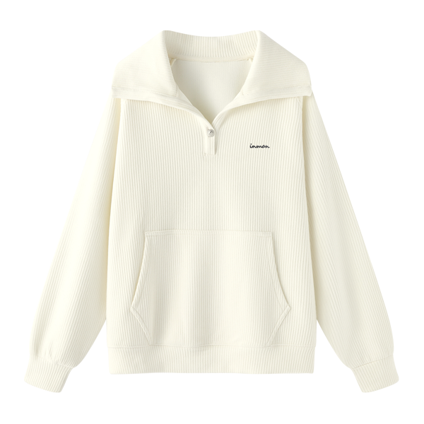 茵曼 翻领插肩袖刺绣卫衣女26年春季罗纹袖口设计慵懒风上衣