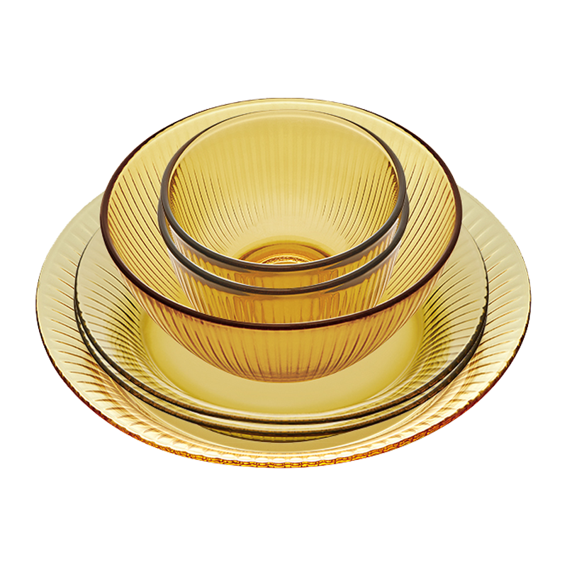 康宁餐具 CORELLE玻璃碗耐高温碗碟套装泡面碗大碗汤碗鱼盘面碗米饭碗盘子餐具套装 康宁晶致小碗+康宁晶致小碗