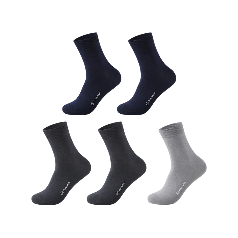 全棉时代全棉时代男士休闲袜抗菌袜子男 藏蓝*2+岩石灰*2+棉霜灰*1 中筒袜