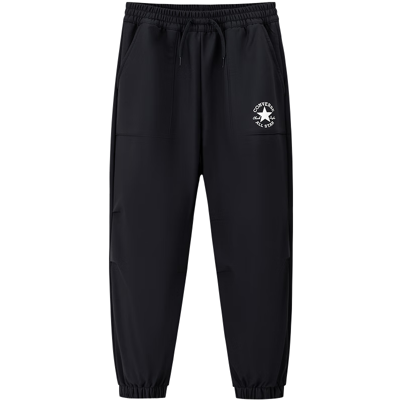 Converse匡威童装男童长裤冬季保暖梭织加绒运动裤纯色休闲工装裤 正黑色 110 /50 【身高98-104cm】