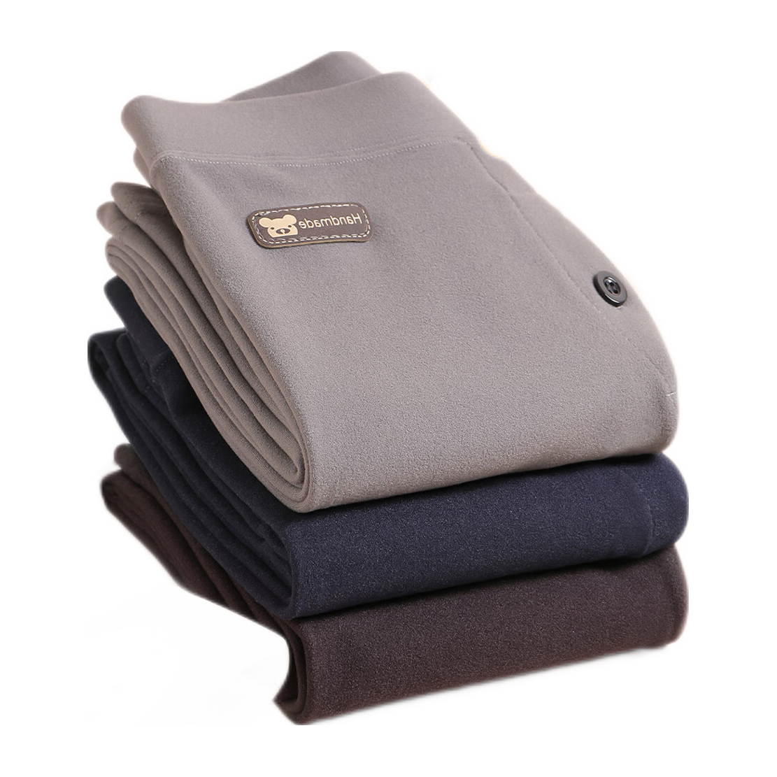 棉奇熊德绒儿童保暖裤男童秋冬款加绒加厚秋裤大童打底裤内穿线裤棉毛裤 浅灰【薄绒保暖抗起球】 140CM