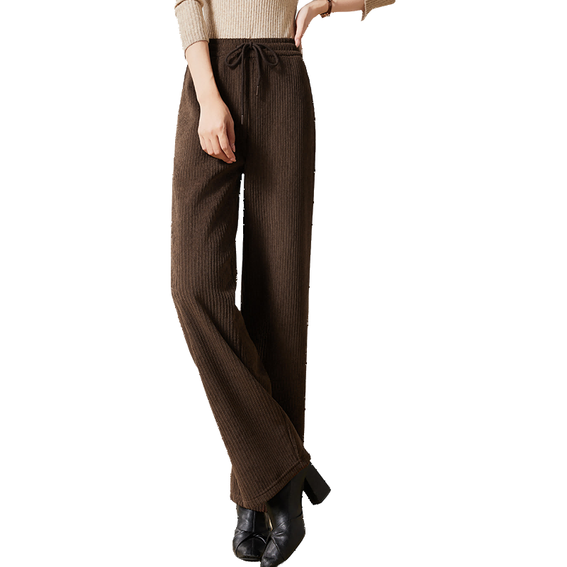 俞兆林中老年女装加绒裤女加厚松紧腰加绒裤婆婆保暖裤 Y144K3003 深咖加绒 M （95-108斤）