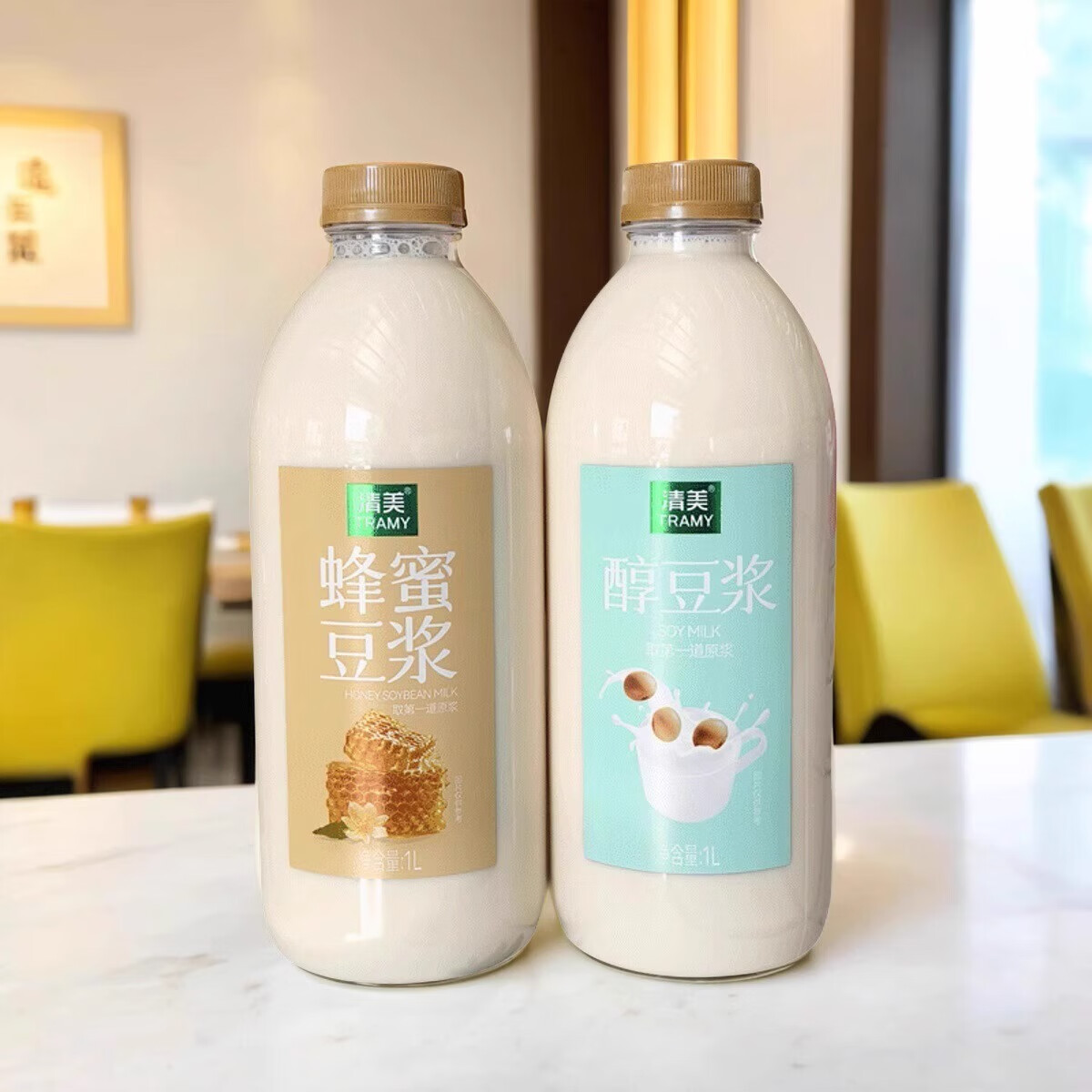 清美醇豆浆家庭装免煮即食1L/瓶早餐营养饮品懒人蜂蜜豆浆健康早餐 蜂蜜豆浆1L*1瓶