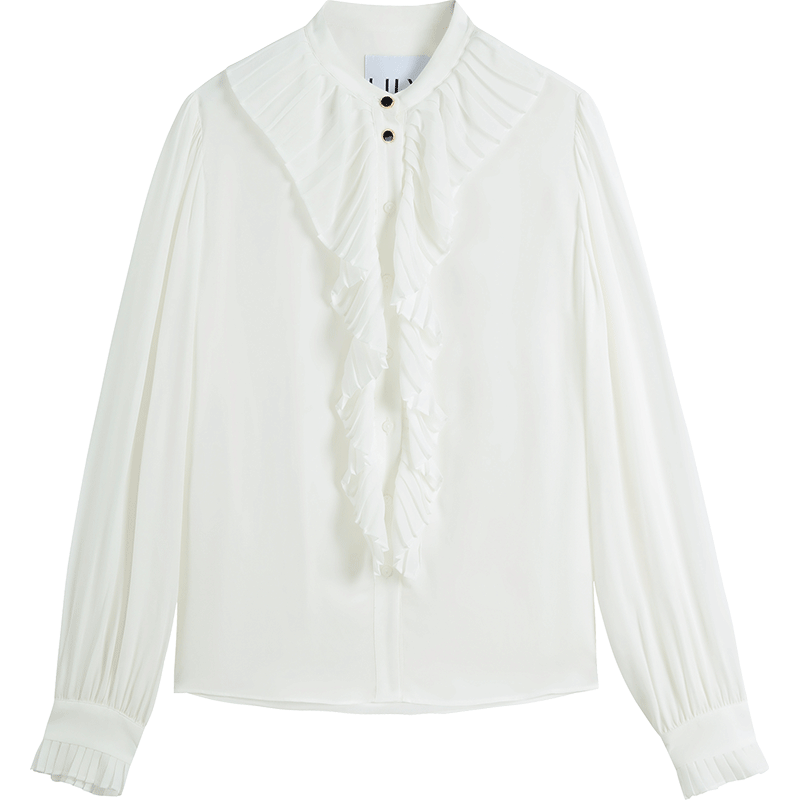 LILY 秋款浪漫花边时尚通勤宽松垂感白衬衫