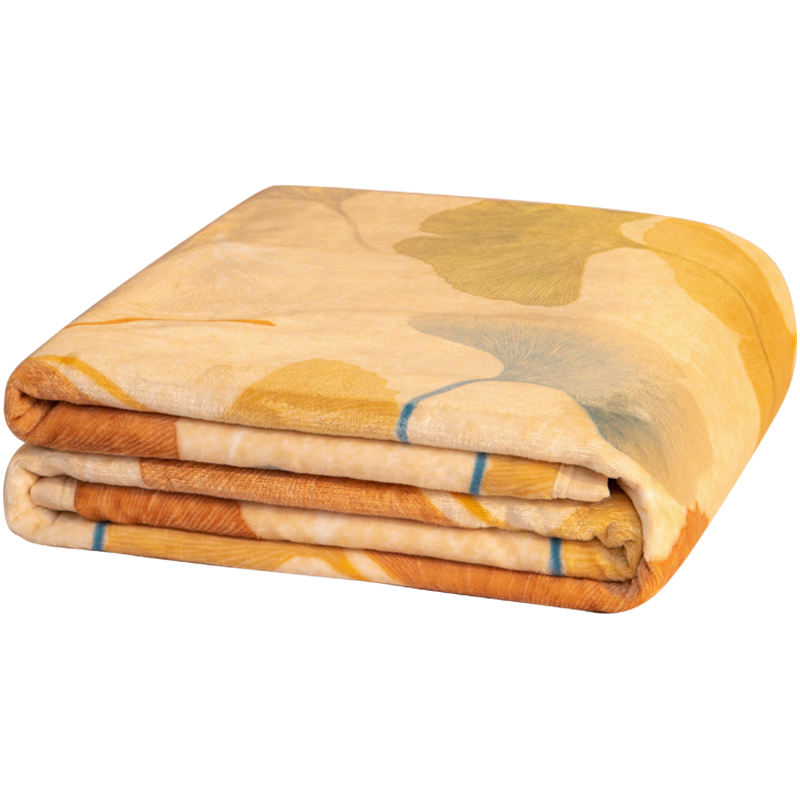 MERCURY 水星家纺 法兰绒毯加大加厚单双人毛毯 秋冬季单双人保暖毯子 叶朦胧 100cm*140cm