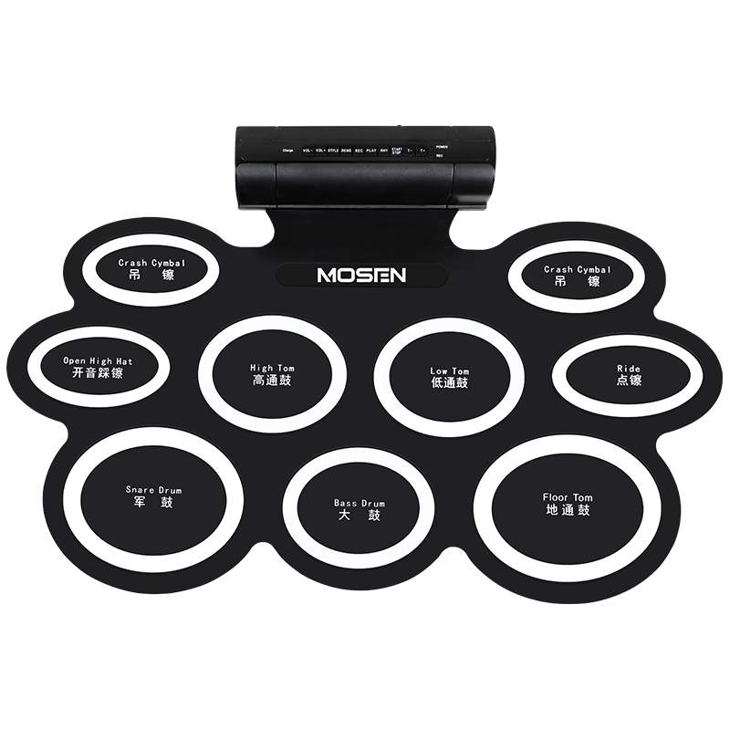莫森（MOSEN）MS-208P手卷电子鼓 5鼓4镲便携可折叠双向喇叭双踏板配置