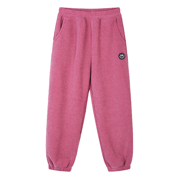 罗纹女童裤子春秋款可爱笑脸厚款保暖舒适休闲校园束脚裤