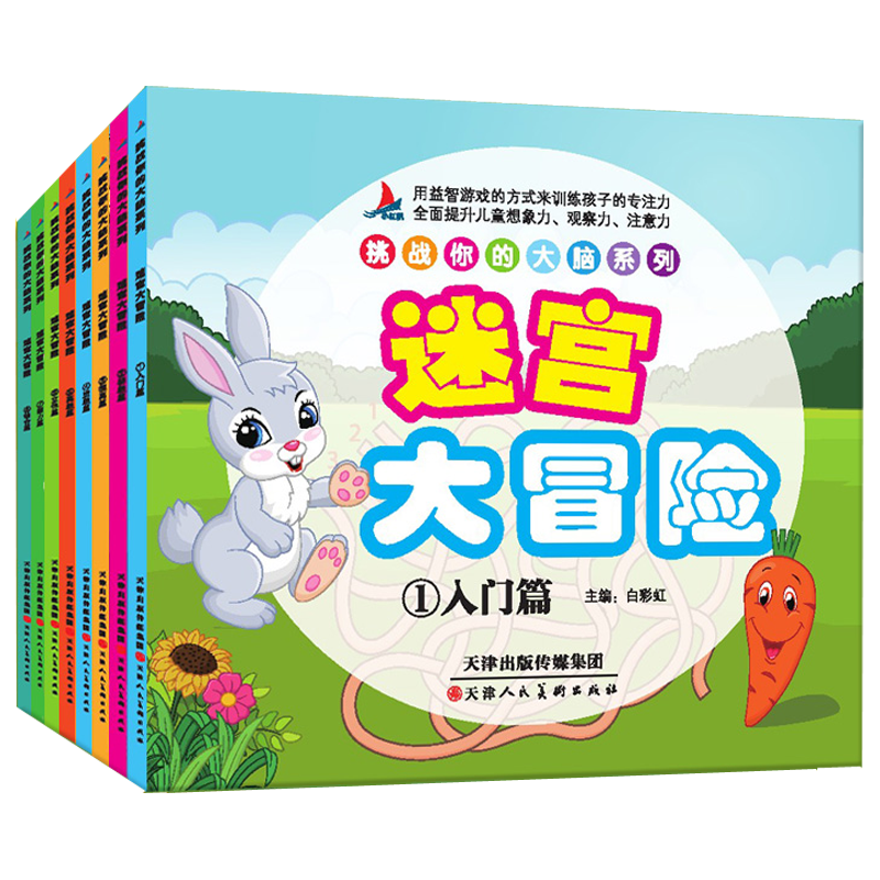 挑战你的大脑系列：迷宫大冒险（套装共8册）益智游戏智力开发专注力训练 