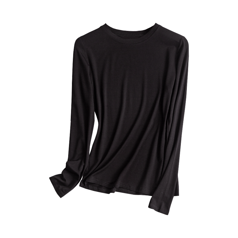 莫代尔打底衫女春秋冬内搭洋气圆领秋衣外穿薄款上衣打底长袖t恤