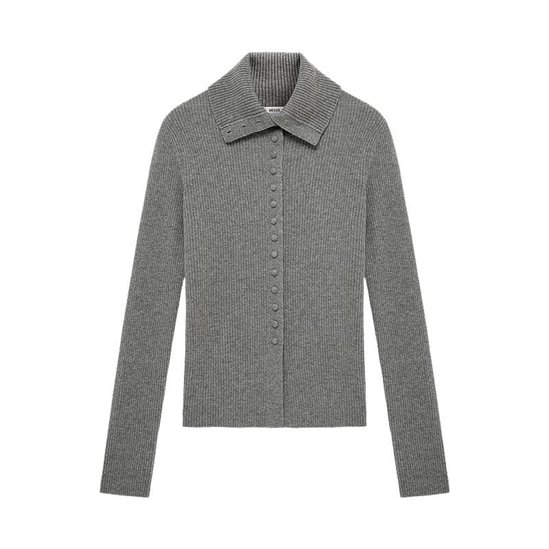 MESUX米岫25冬治愈衫系列叠穿百搭正反两穿高领长袖开衫MNWUE408