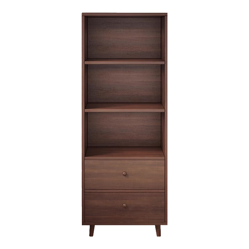 锦需实木转角书柜多层日式窄柜子储物柜书架置物架落地家用客厅展示柜 原木色四层长50x30x181.5cm带抽屉