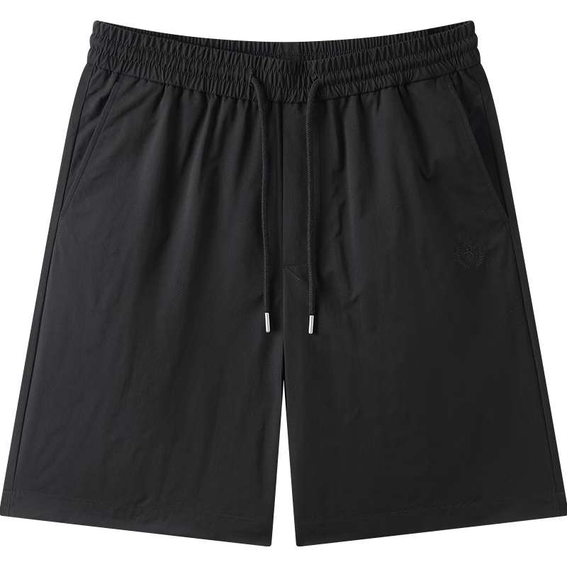 gxgjeans男装 多色logo绣花基础休闲短裤男士薄款 25年夏 黑色 L (175) -31码