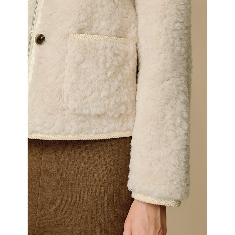  INMAN/茵曼 皮毛一体 女士羊羔绒外套