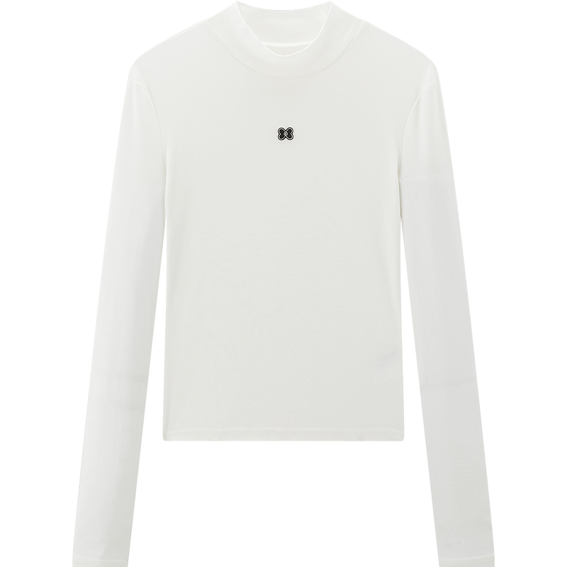 乐町 天丝打底衫秋冬蝴蝶花半高领长袖T恤修身高领内搭上衣