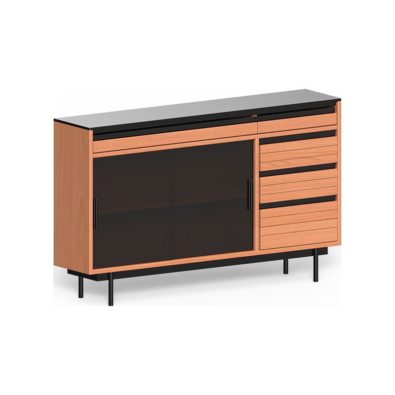 小半实木餐边柜实木小户型边柜樱桃木客厅储物靠墙矮柜子椿山餐边柜