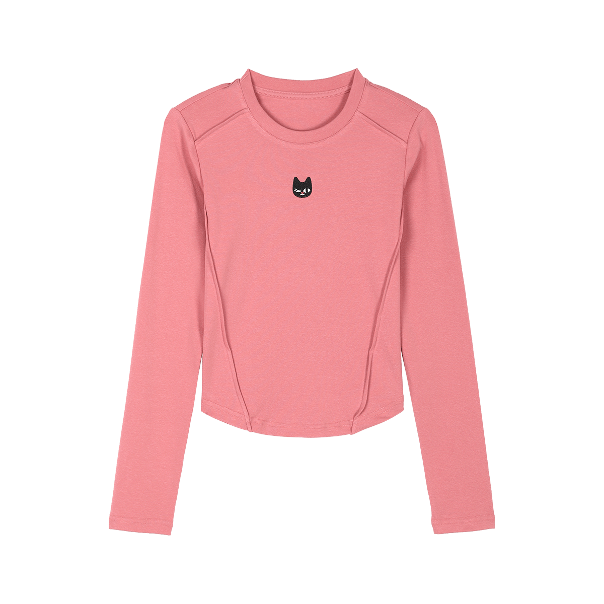 a02 【百搭基础款】简约绣花设计纯色长袖上衣春秋休闲百搭女式T恤