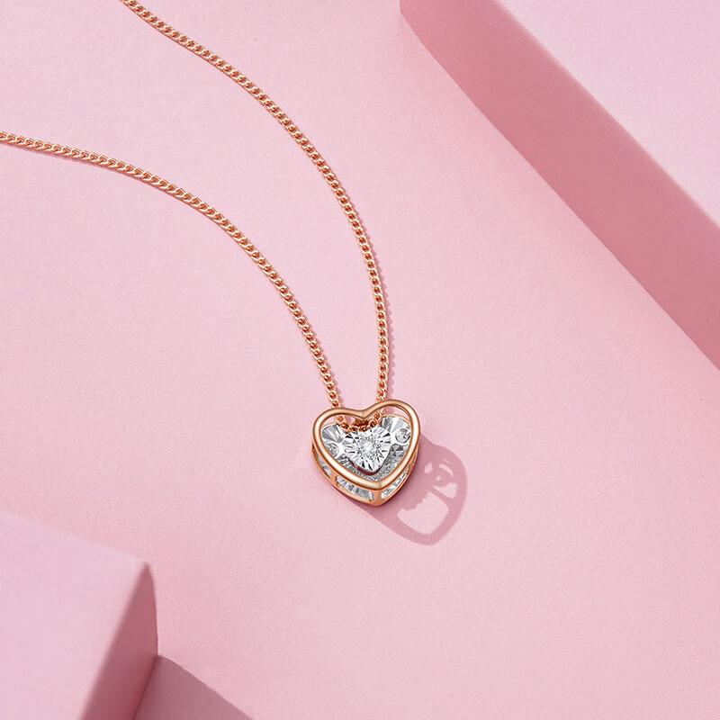 I DoK金钻石项链心扉系列轻奢气质百搭灵动坠链设计师送 S925银链