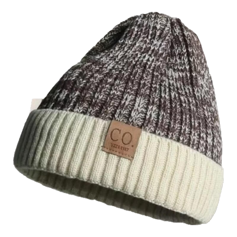  勋阳宇乐 保暖 男士针织帽  带标混色针织帽-白色-加绒加厚