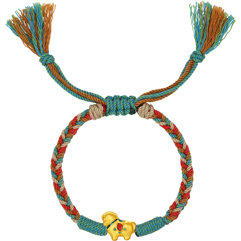  ZHOU LIU FU/周六福 5D硬金珐琅 女士黄金转运珠手绳