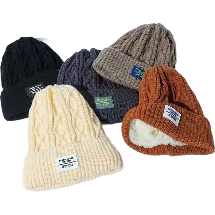 勋阳宇乐加绒毛线帽子女冬季保暖护耳美拉德棕色显白显脸小潮针织帽男冷帽 米白加绒【穿搭必备】