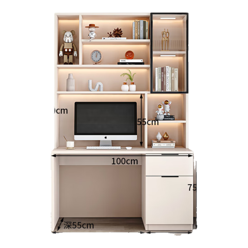 奈高书桌书架一体家用卧室电脑桌办公学习桌写字桌儿童初高中书柜