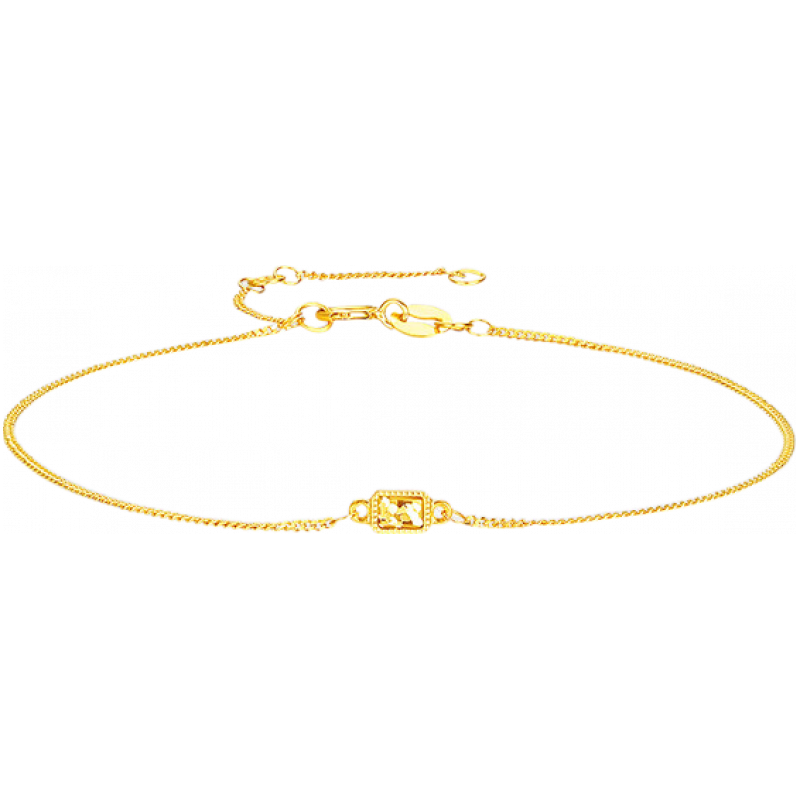 周大生【新年】小方糖黄18K金手链女款手链叠戴手链手饰 18k金手链