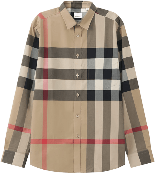 BURBERRY 男士棉质偏大宽松版长袖衬衫