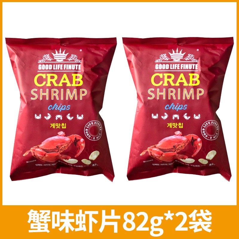 finute趣莱福蒜味虾片韩国蒜香蟹味蟹片休闲零食大礼包趣福莱