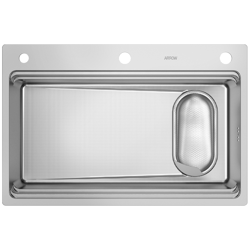 箭牌3mm加厚0涂层压纹水槽大单槽304不锈钢洗菜盆手工集渣台上台下盆