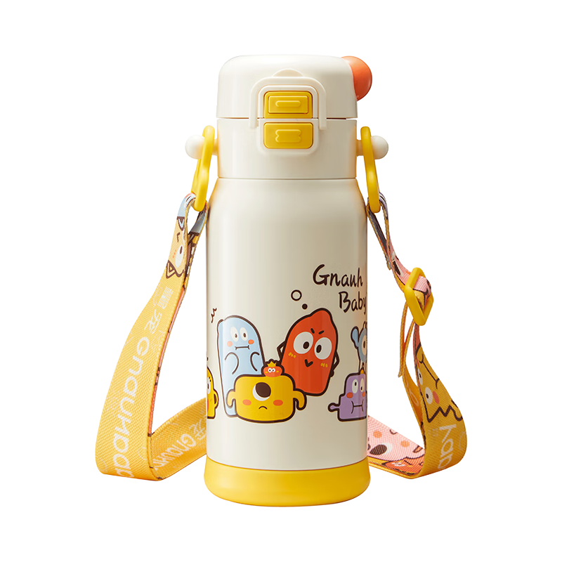 皇宠儿童保温杯小直饮大容量水杯吸管杯外出保温水壶二合一550ml 三重锁温-儿童保温杯 550ml 背带款