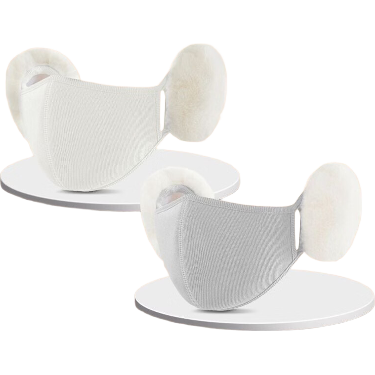  勋阳宇乐 保暖性 女士保暖护耳口罩  简约白+气质灰 【升级加绒】