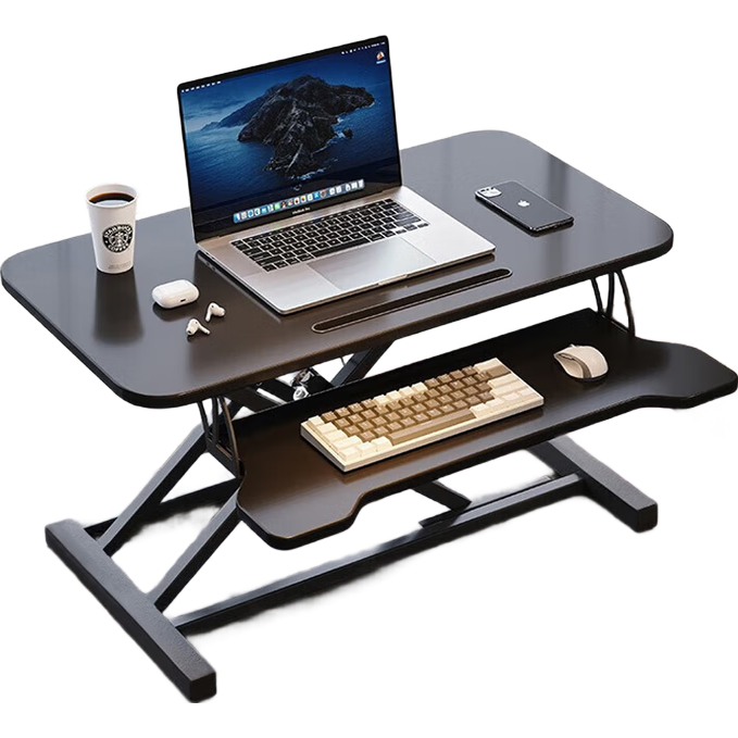 全品屋实木升降电脑桌工作台电脑升降桌面工位支架台站立式升降办公书桌