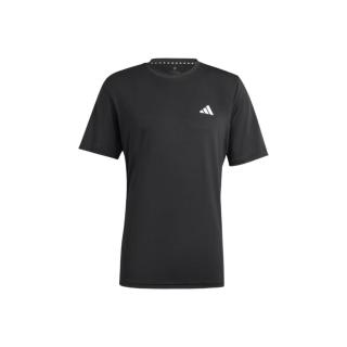 adidas 男子夏季快干舒适圆领透气休闲运动短袖上衣 L码 黑色/白