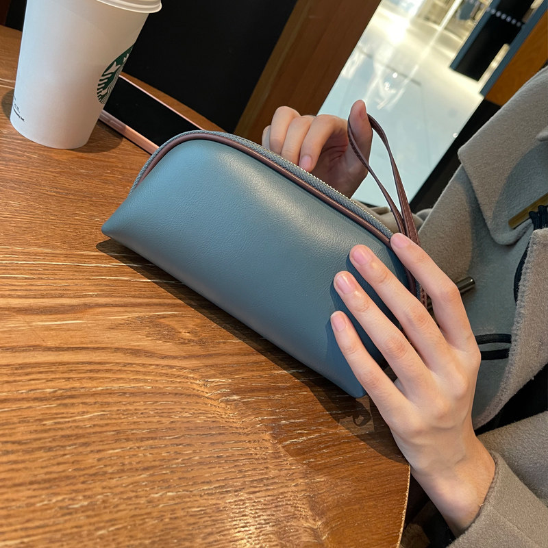 纯牛皮大容量零钱包女百搭2025真皮手拎钱包放手机大钞手拿包