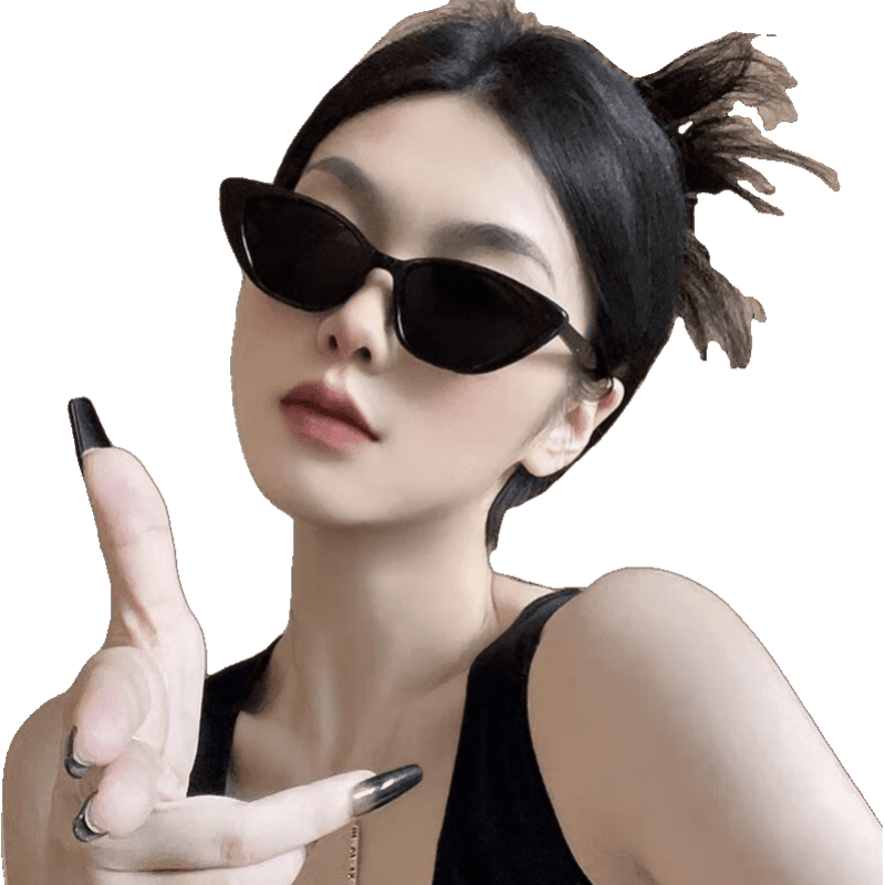 Suptmv复古三角猫眼小脸墨镜女感ins黑色小框防晒造型拍照太阳眼镜 主图款墨镜【New 墨镜】 墨镜