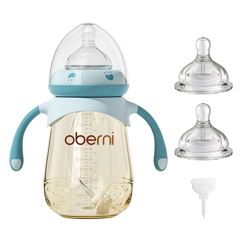 欧贝妮吸管奶瓶 断奶奶瓶 ppsu奶瓶 防摔奶瓶 大宝宝婴儿带手柄6个月