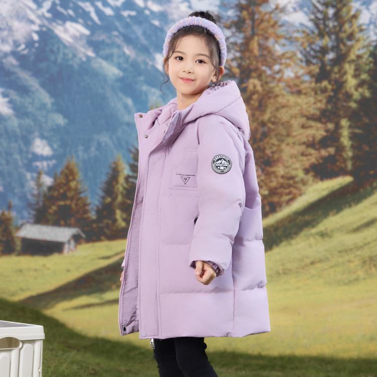 鸭鸭 儿童羽绒服户外男女童中长款加厚保暖童装冬款亲子外套