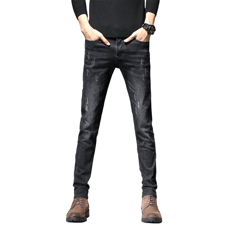 牛仔裤男修身小脚弹力长裤冬季男士牛子裤子休闲韩版潮流百搭直筒