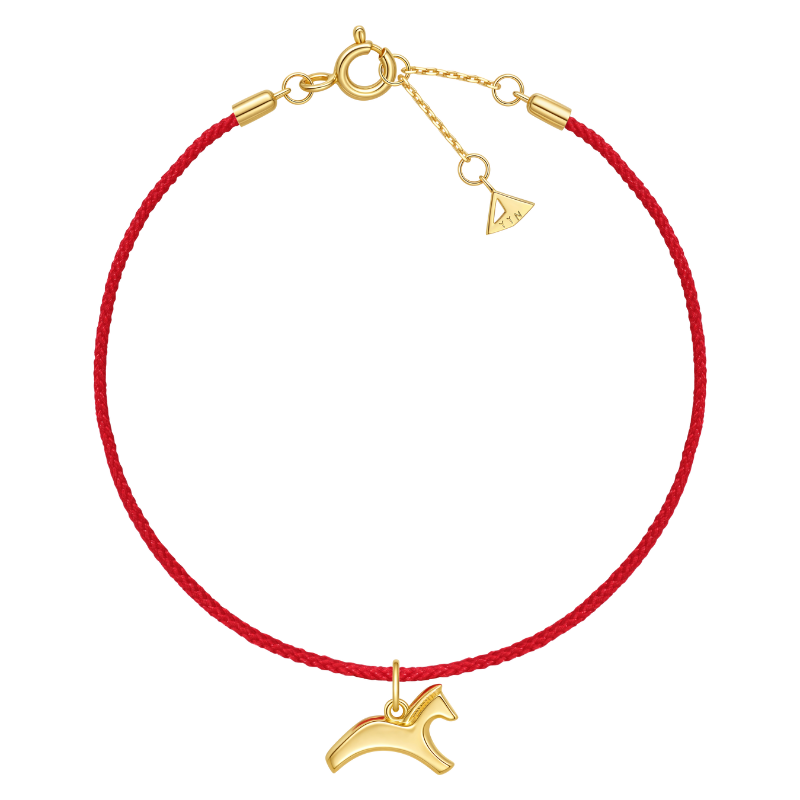 YIN隐「迎」十二生肖舞马手链马年本命年手绳18K金红手绳 舞马 手链