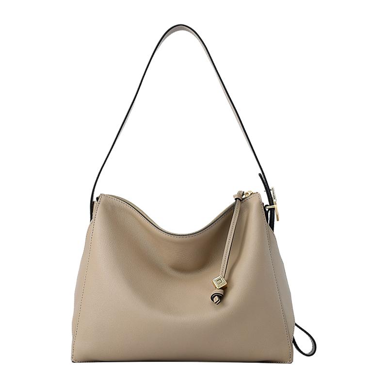 Fion/菲安妮叠叠包hobo托特包女头层牛皮通勤包包腋下单肩斜挎包