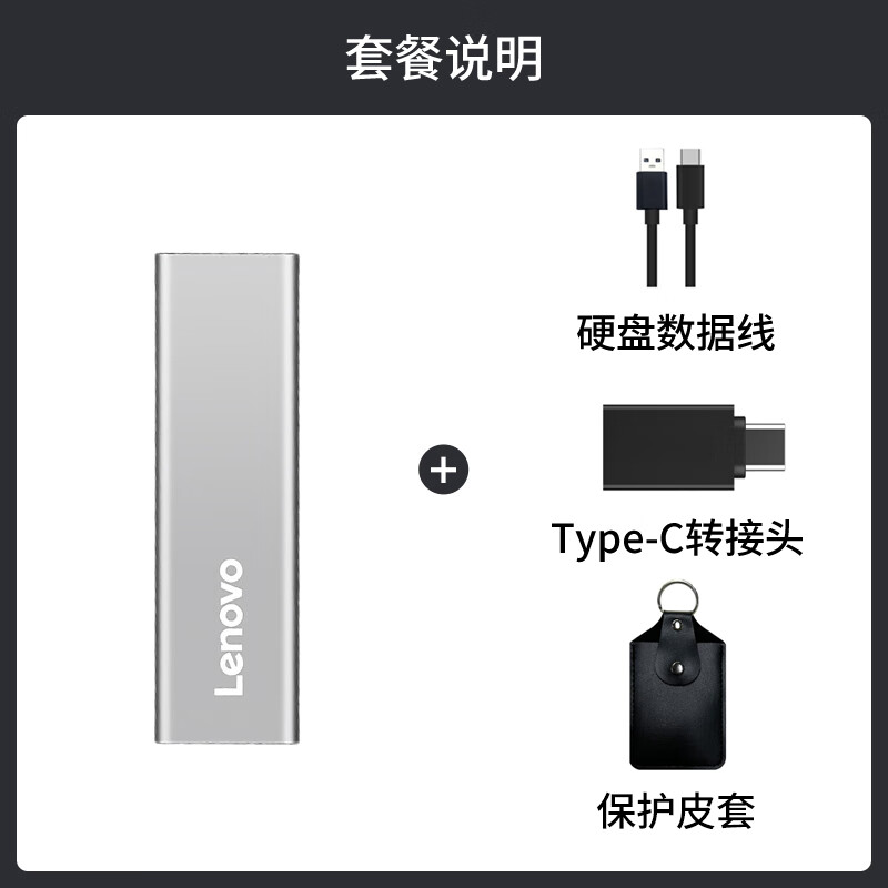 联想（Lenovo）ZX1移动固态硬盘PSSD Type-c USB3.1接口 逐星系列手机电脑两用 固态硬盘+数据线+转接头+皮套 1TB