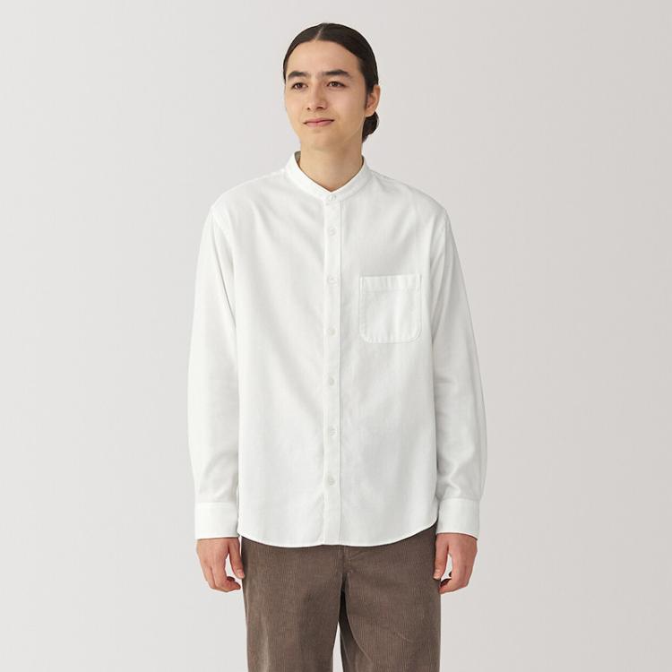 無印良品 MUJI 男式 法兰绒 立领长袖衬衫 休闲