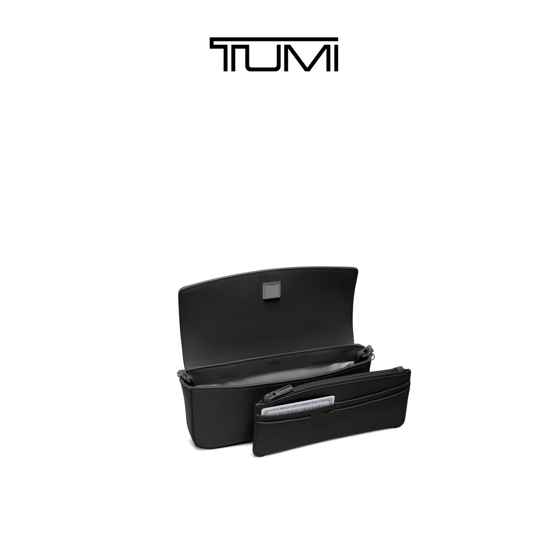 TUMI/途明BELDENSLG优雅简约牛皮革斜挎链条钱包【新年】 黑金属色
