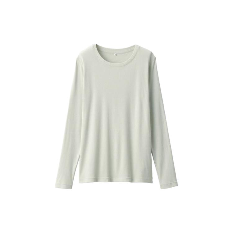 無印良品 MUJI 女式 使用大豆纤维罗纹织圆领长袖T恤 休闲女士